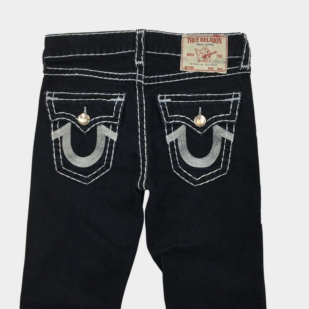 True Religion Billy Relaxed Bootcut Jeans Dark Wash Super T Stitching Mens 31